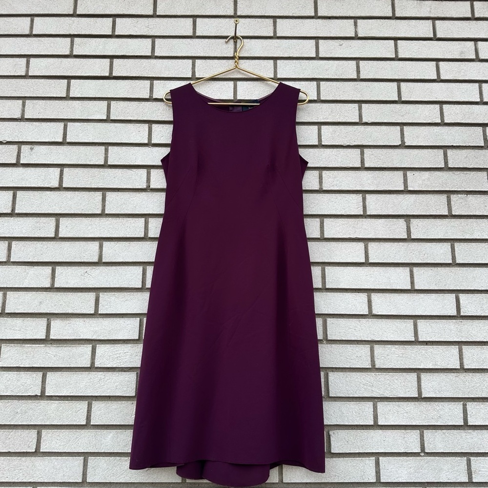 Lanvin Plum Purple Sleeveless Shift Dress Hiver 2015 Knee Length Size 44 / 12